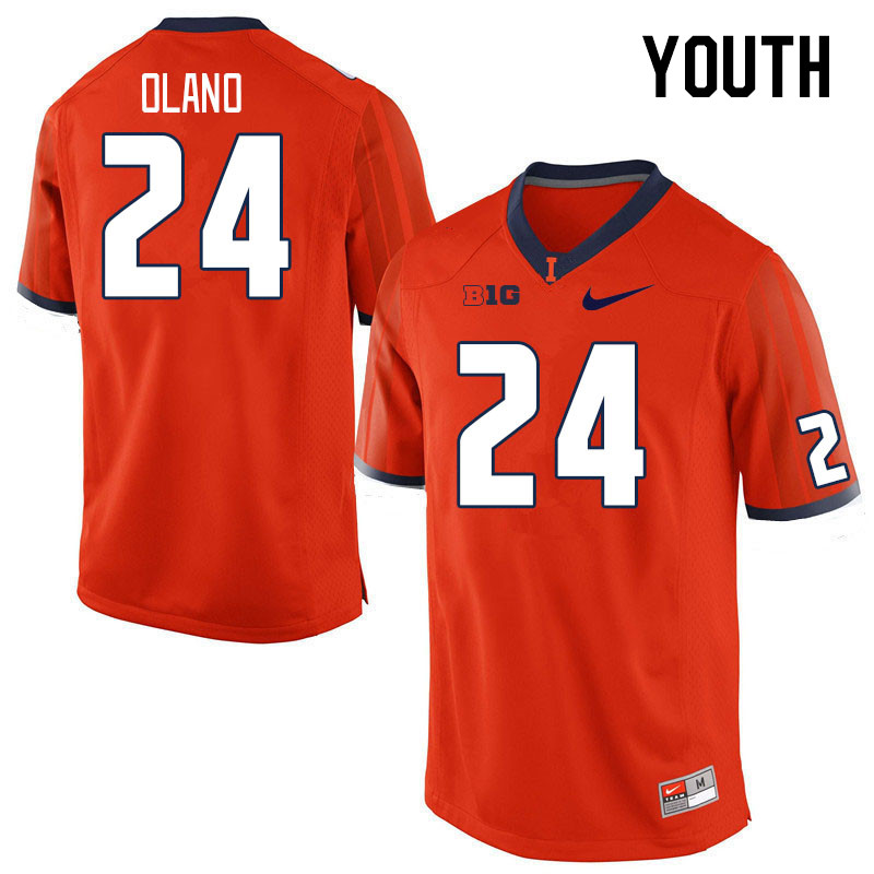 Youth #24 David Olano Illinois Fighting Illini College Football Jerseys Stitched Sale-Orange